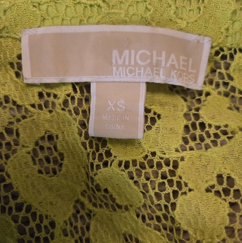MICHAEL Michael Kors Women's Lace Shirt Dress (XS, Bright Limeade) - Picture 15 of 15